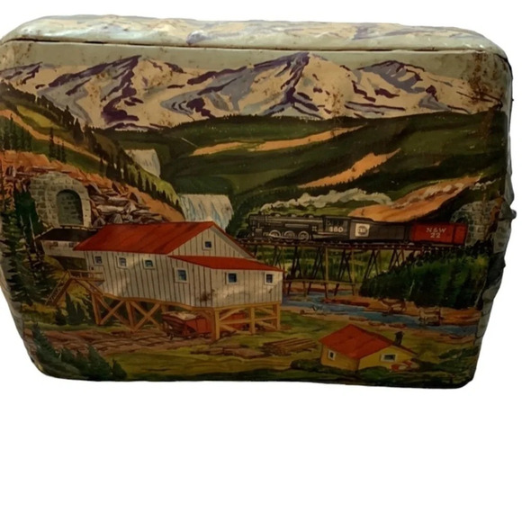 VINTAGE MAR TOYS  USA Train Railroad Decorative Scene Tin Litho Tunnel 014 2pcs - Picture 1 of 5